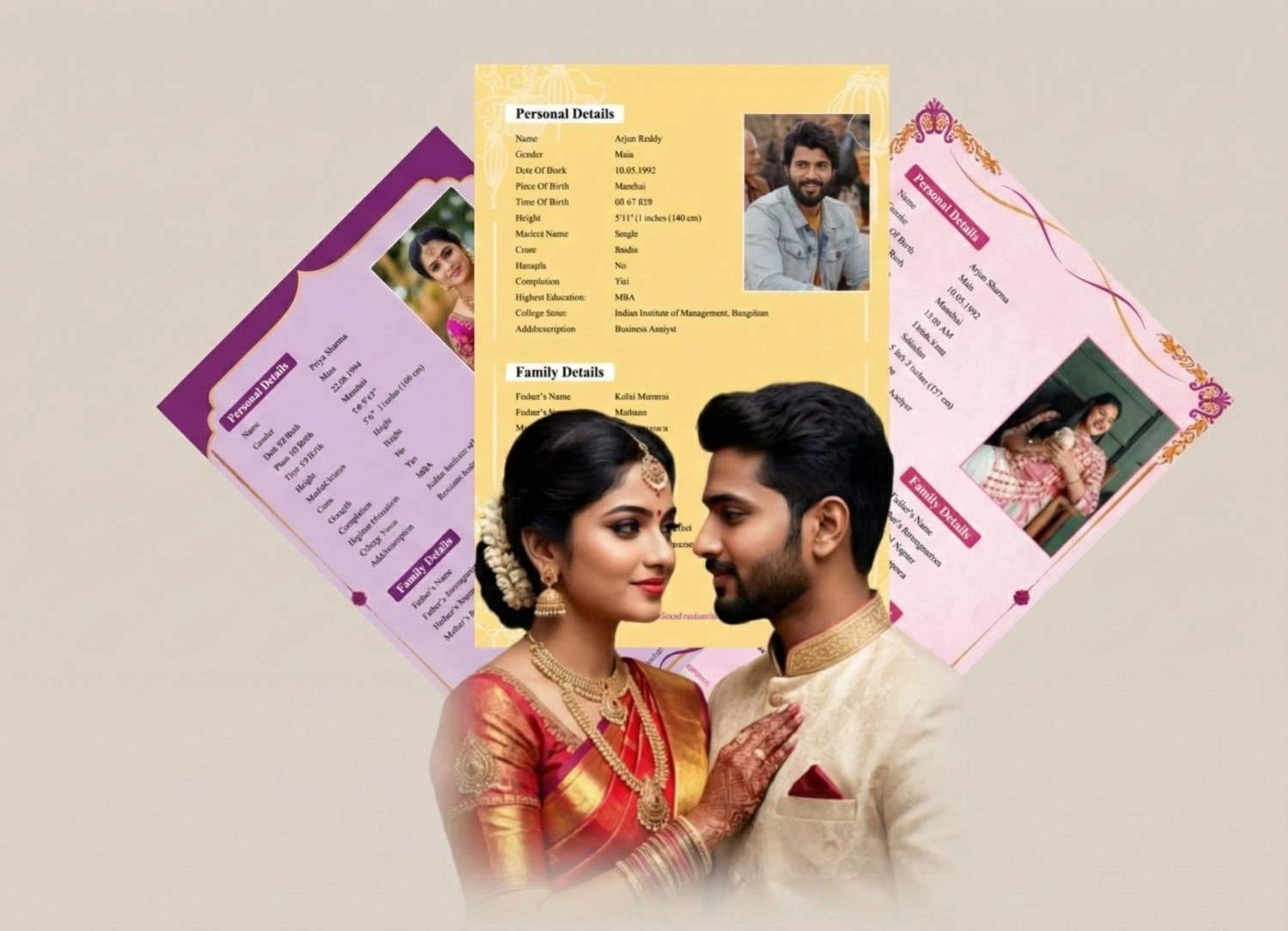 Wedding Biodata Hero Image with PDF Preview